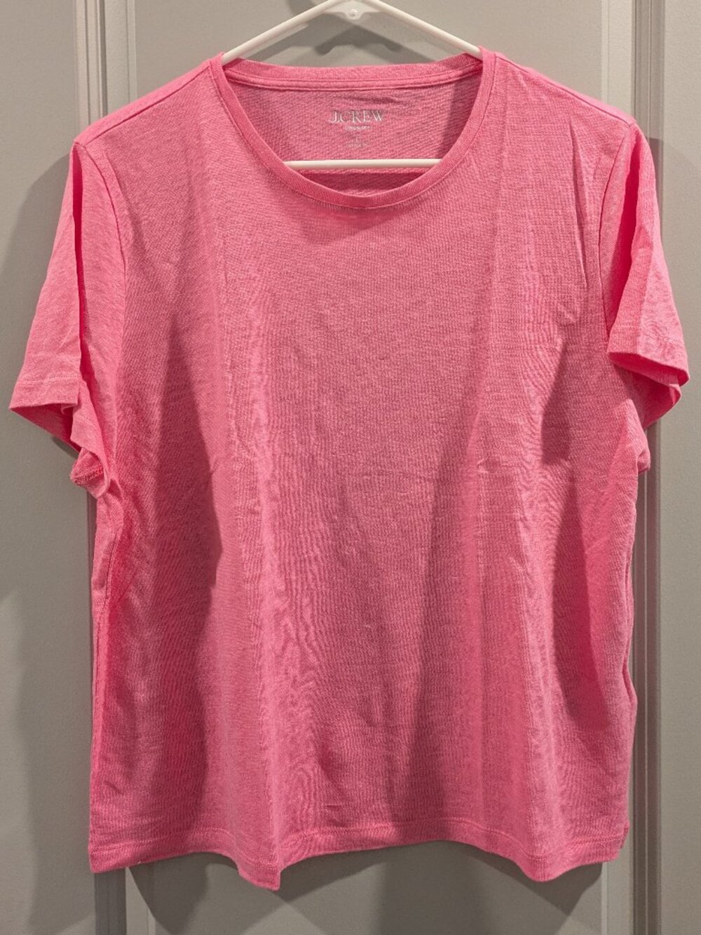 J Crew Pink Cherry Linen Tee